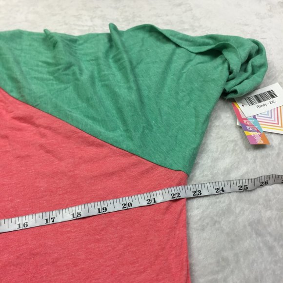 New! LuLaRoe Randy Raglan Sleeve Pullover T-shirt 2XL XXL Womans Green Peach - Picture 10 of 12